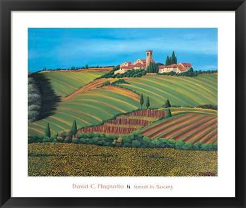 Framed Sunset in Tuscany Print