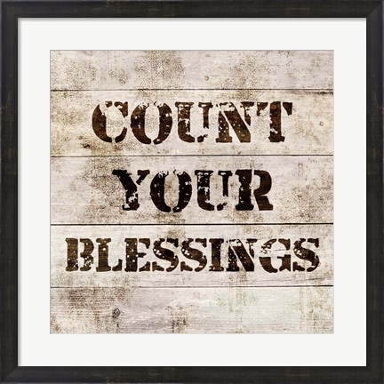 Framed Count Your Blessings In Wood Print