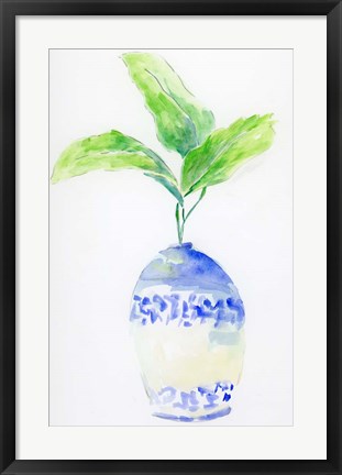 Framed Blue and White Botanical Print