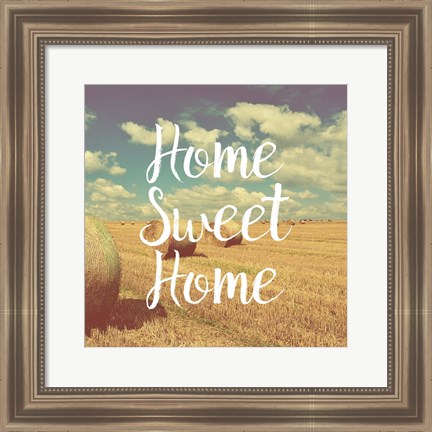 Framed Home Sweet Home Bales of Hay Print