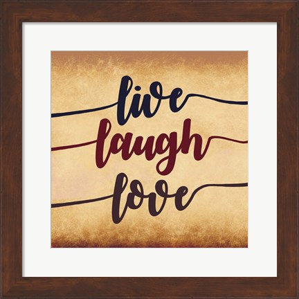 Framed Live Laugh Love-Aged Script Print