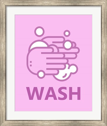 Framed Girl&#39;s Bathroom Task-Wash Print