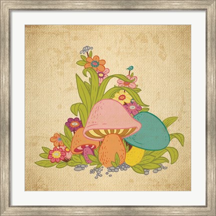 Framed Colorful Mushrooms Print