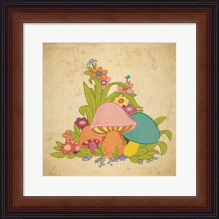 Framed Colorful Mushrooms Print