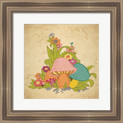 Framed Colorful Mushrooms Print