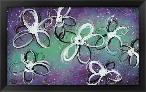 Framed Mod Flowers in Purple Print