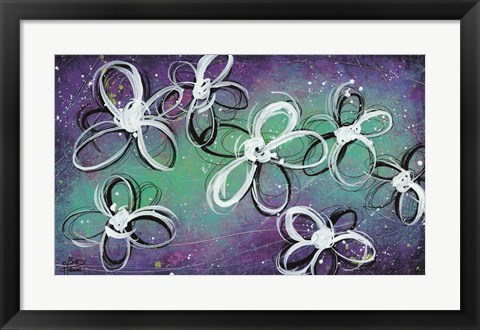 Framed Mod Flowers in Purple Print