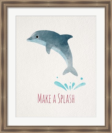 Framed Make a Splash Dolphin White Print