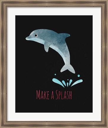 Framed Make a Splash Dolphin Black Print