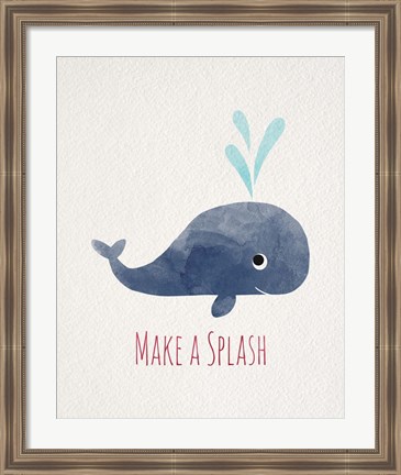 Framed Make a Splash Whale White Print