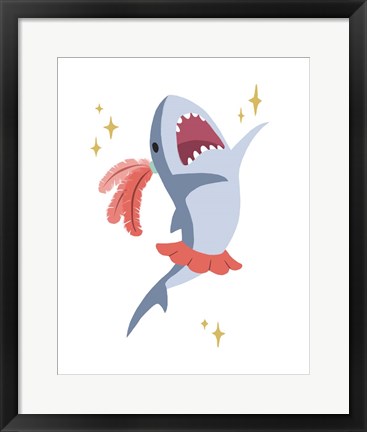 Framed Wash Brush Floss Flush Shark Coral Part I Print