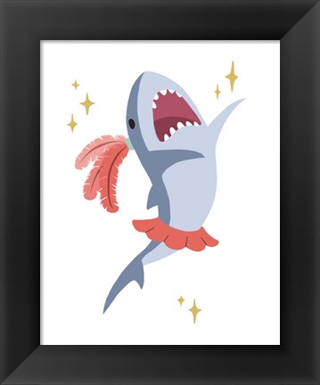 Framed Wash Brush Floss Flush Shark Coral Part I Print