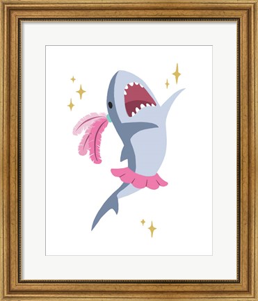 Framed Wash Brush Floss Flush Shark Pink Part I Print