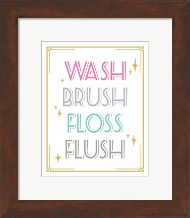 Framed Wash Brush Floss Flush Shark Pink Part II Print