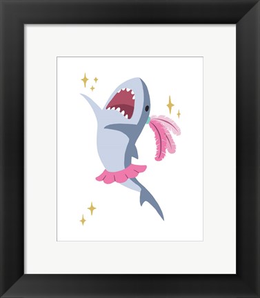 Framed Wash Brush Floss Flush Shark Pink Part III Print