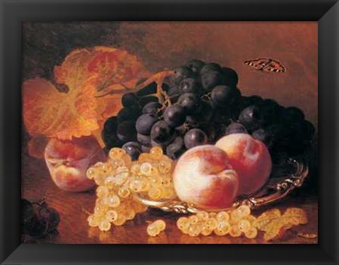 Framed Still Life with Grapes and Peaches Print