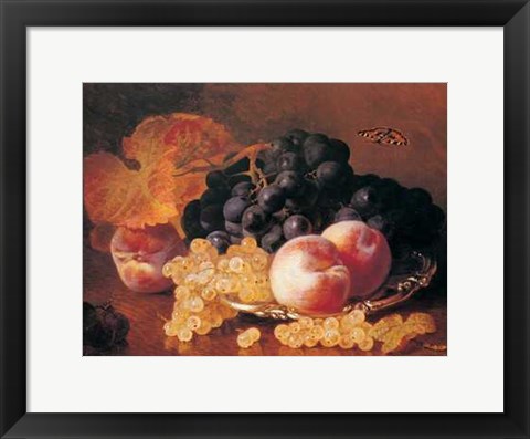 Framed Still Life with Grapes and Peaches Print