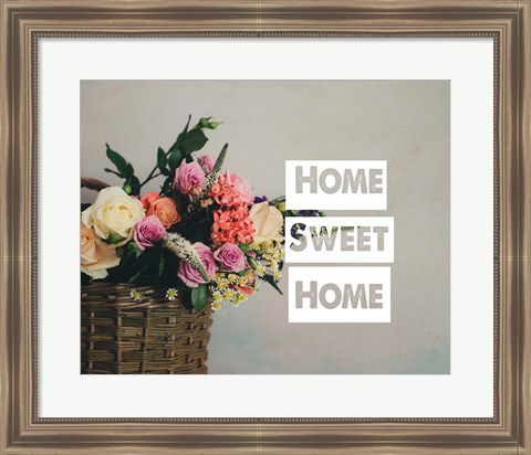 Framed Home Sweet Home Flower Basket Color Print