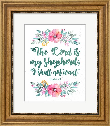 Framed Lord Is My Shepherd-Floral Print