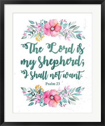 Framed Lord Is My Shepherd-Floral Print