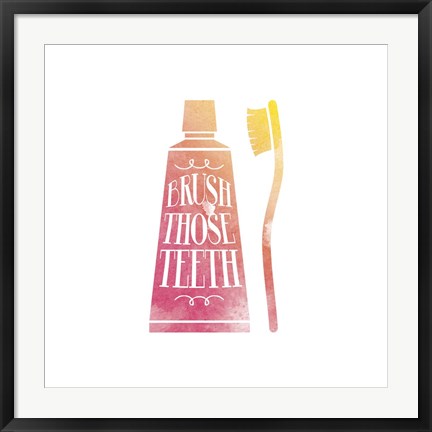 Framed Brush Those Teeth Watercolor Silhouette Print