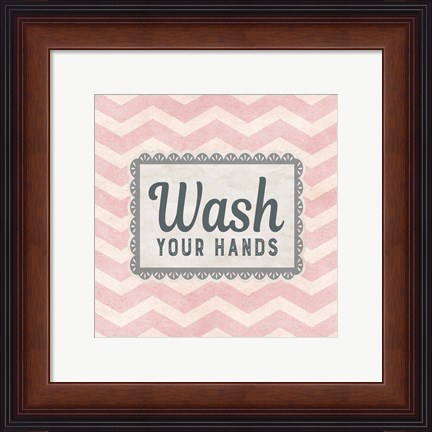 Framed Wash Your Hands Pink Pattern Print