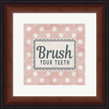 Framed Brush Your Teeth Pink Pattern Print