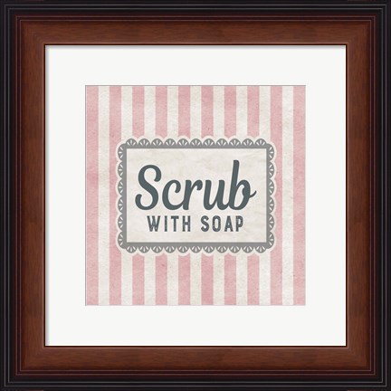 Framed Scrub With Soap Pink Pattern Print