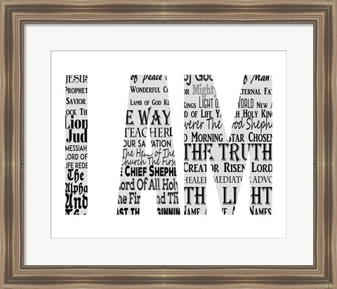 Framed Names of Jesus I AM Silhouette White Print