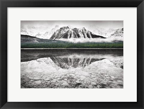 Framed Waterfowl Lake I BW with Color Print