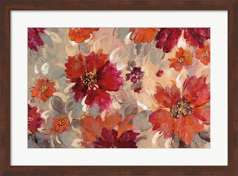 Framed Magenta and Coral Floral Print