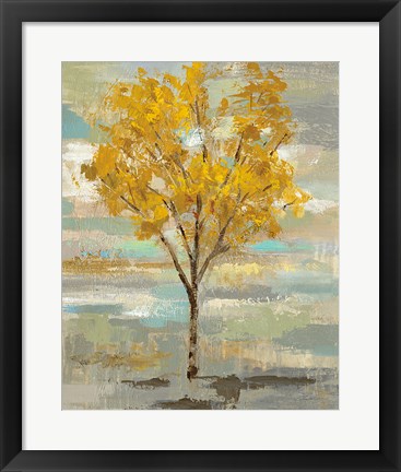 Framed Golden Tree and Fog I Print