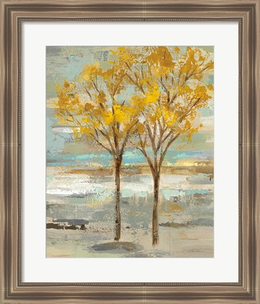 Framed Golden Tree and Fog II Print