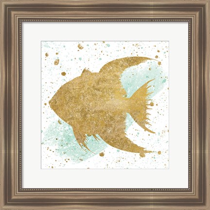 Framed Silver Sea Life Aqua Fish Print