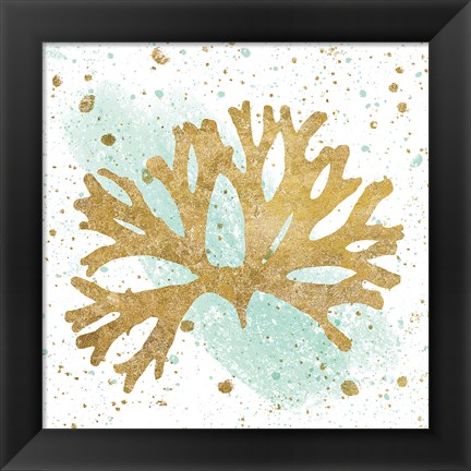 Framed Silver Sea Life Aqua Coral Print