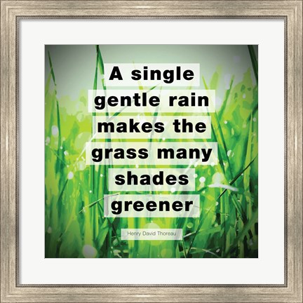 Framed Single Gentle Rain - Henry Thoreau Quote (Vibrant) Print