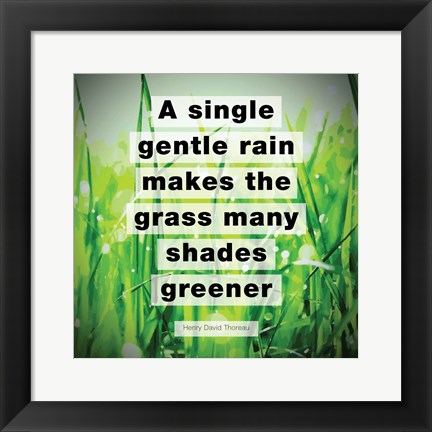 Framed Single Gentle Rain - Henry Thoreau Quote (Vibrant) Print