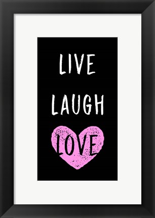 Framed Live Laugh Love - Black with Pink Heart Print