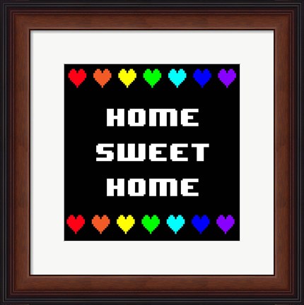 Framed Home Sweet Home -  Black with Pixel Hearts Print