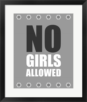 Framed No Girls Allowed - Metal Print