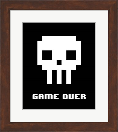 Framed Game Over  - White Skull Print