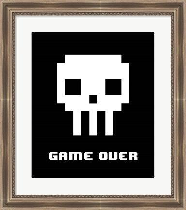 Framed Game Over  - White Skull Print