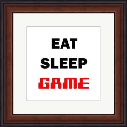 Framed Eat Sleep Game - White Print