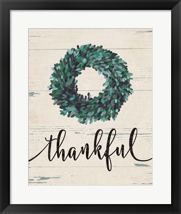 Framed Thankful Wreath Print