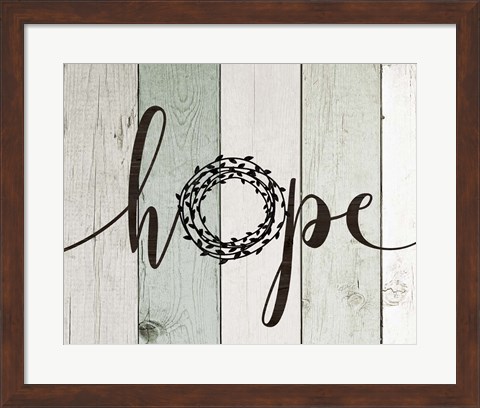 Framed Hope Rustic Wreath II Print