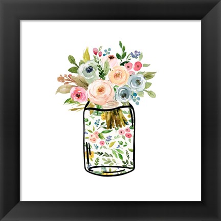 Framed Mason Jar Bouquet Print