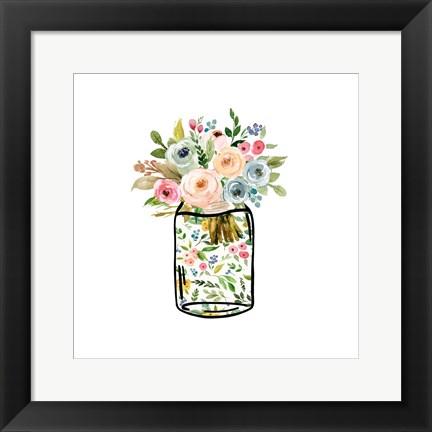 Framed Mason Jar Bouquet Print