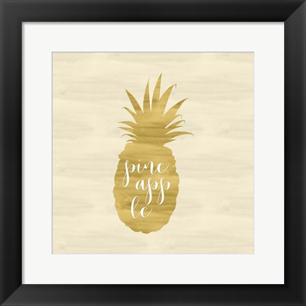 Framed Gold Pineapple Square Print