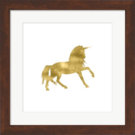 Framed Gold Unicorn Square Print