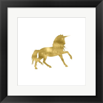 Framed Gold Unicorn Square Print